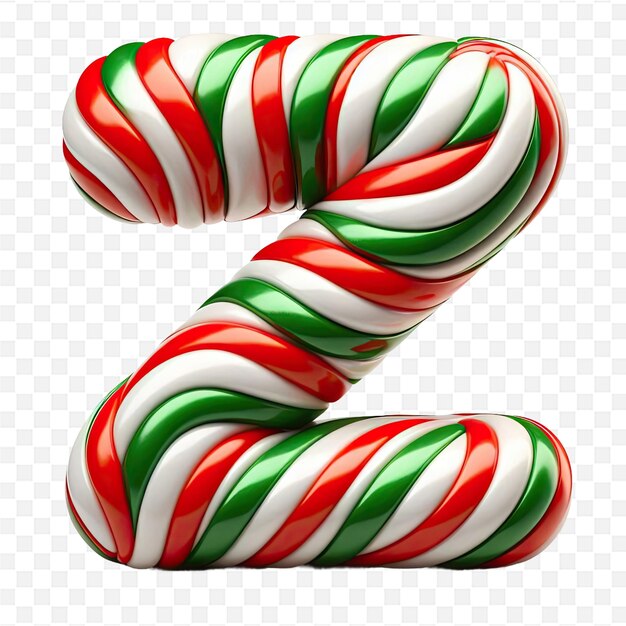 a large candy cane with the number 2 on it