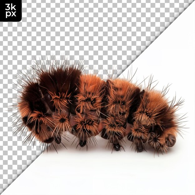 a large caterpillar with a black and white background