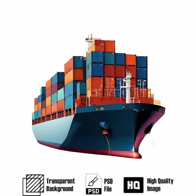 a large container ship is shown with a picture of a container of shipping