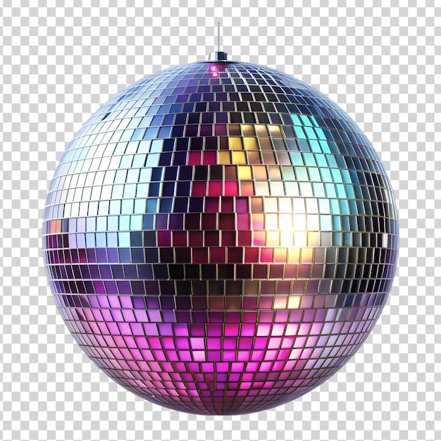 A large disco ball with a light on transparent background