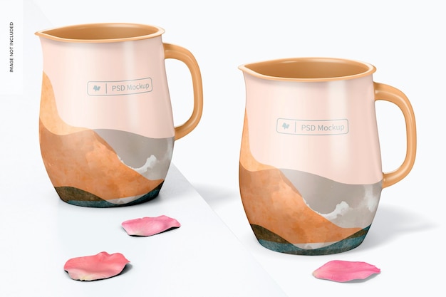 Large Enamel Jug Mockup, Perspective