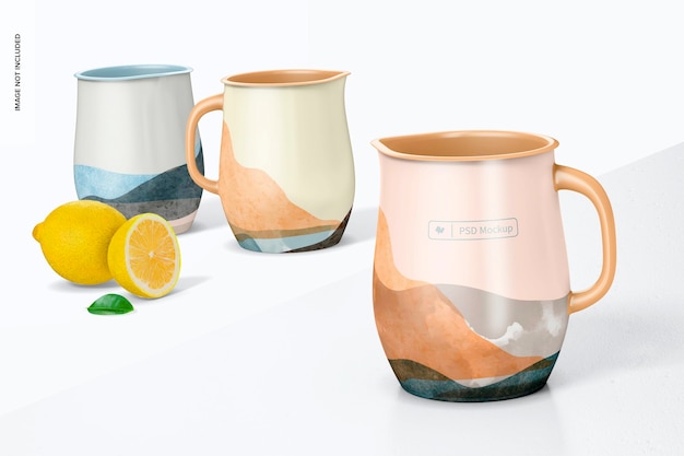 Large Enamel Jugs Mockup