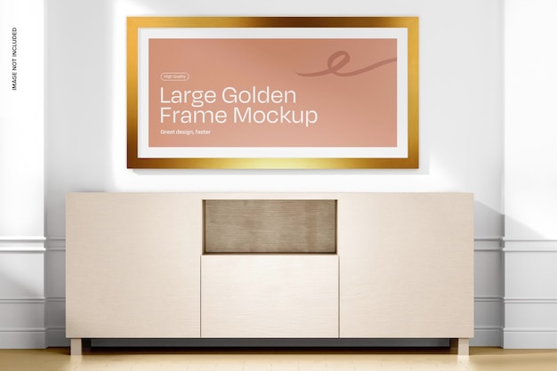 Large Golden Frame Mockup Front View