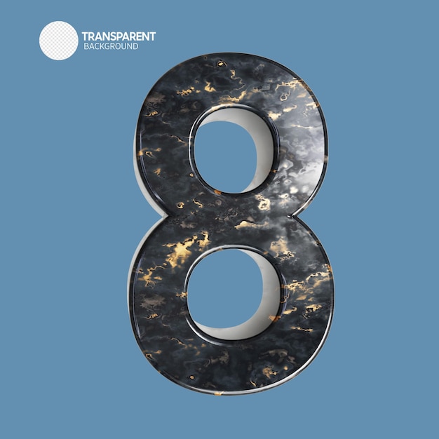 A large number 8 with a blue background and a white circle in the middle.