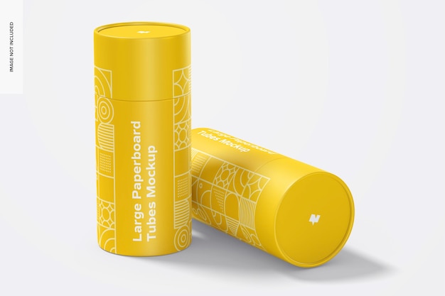 Large Paperboard Tubes Mockup, Standing and Dropped