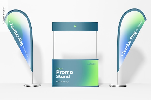 Large Promo Stand with Feather Flags Mockup