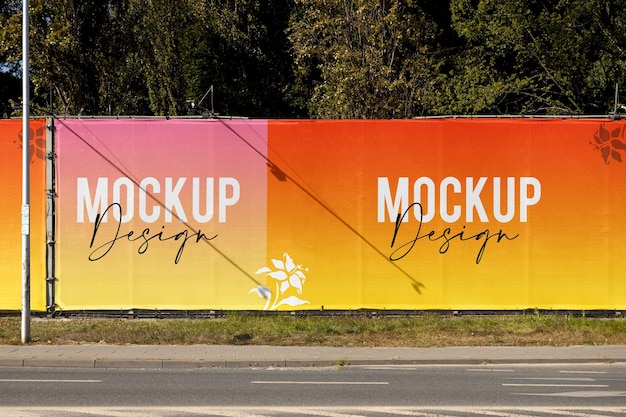 large road side wall mockup design