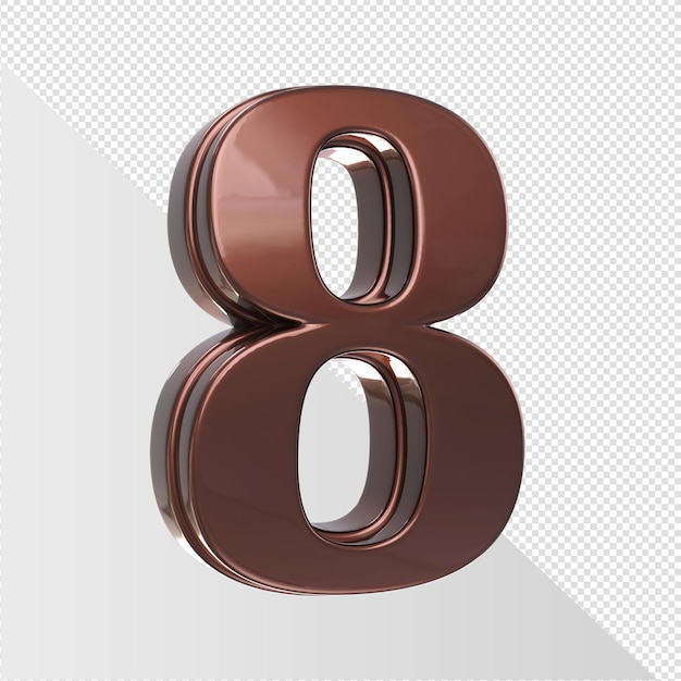 A large, shiny, shiny, brown number 8 with a gold band.