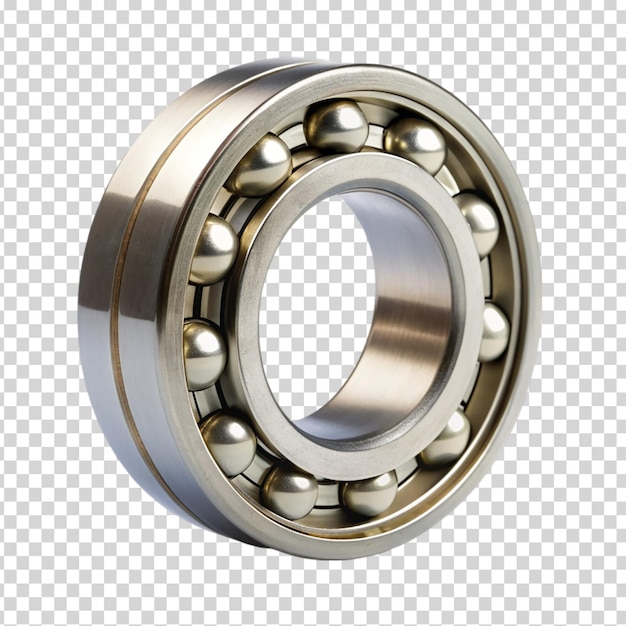 PSD a large silver ball bearing with a gold ring on transparent background