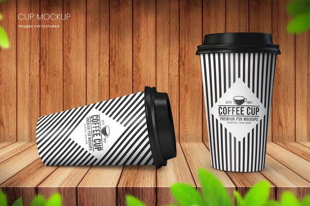 Large size paper cup mockup of two coffee cups for you to add your own designs