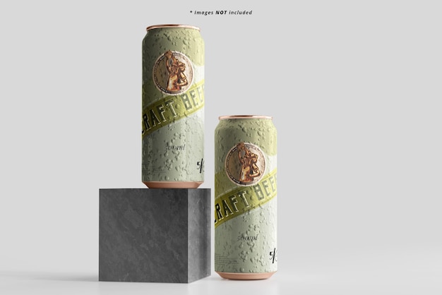 Large Sleek Beer Can Mockup with Condensation Effect