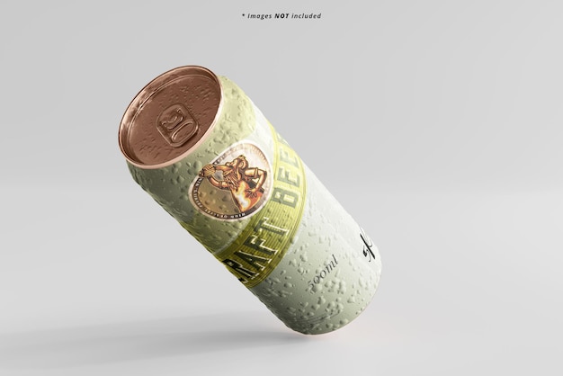 Large Sleek Beer Can Mockup with Condensation Effect