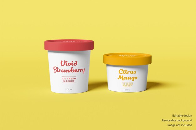 PSD large and small ice cream cups