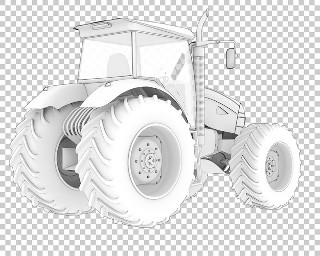 Large tractor on transparent background 3d rendering illustration