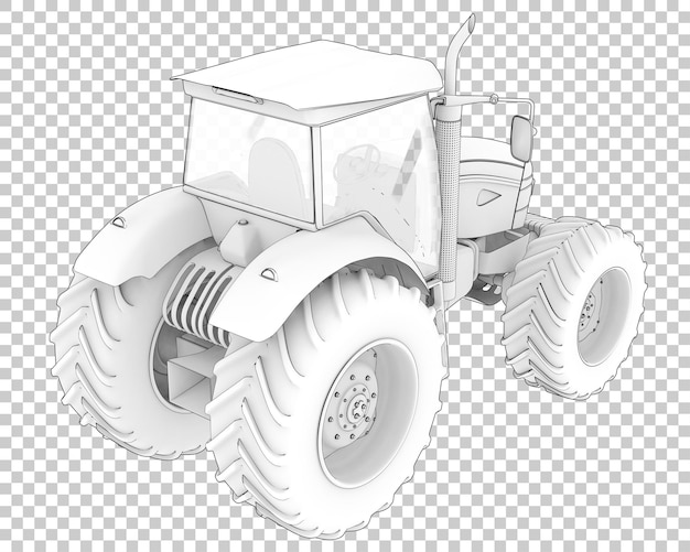 Large tractor on transparent background 3d rendering illustration