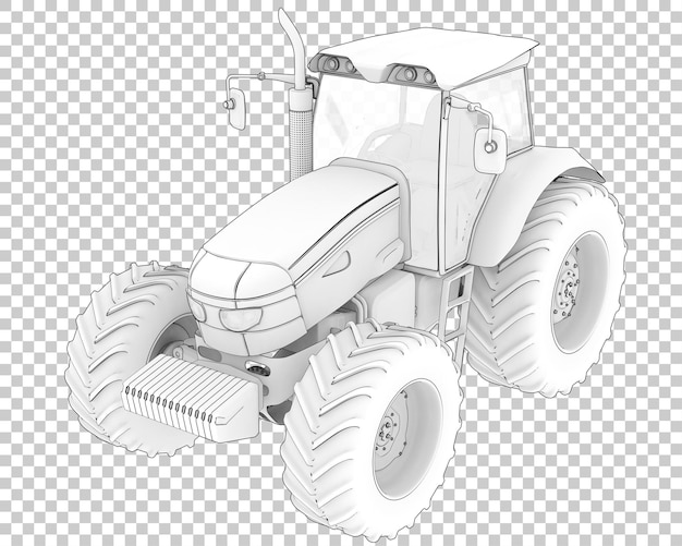 PSD large tractor on transparent background 3d rendering illustration