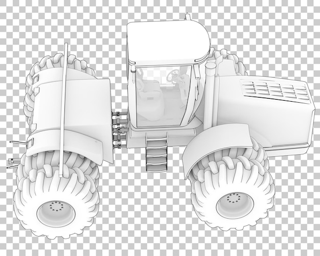 PSD large tractor on transparent background 3d rendering illustration