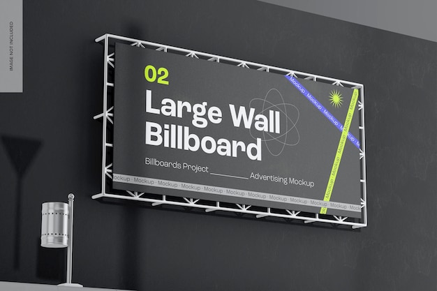 Large Wall Billboard Mockup Side View