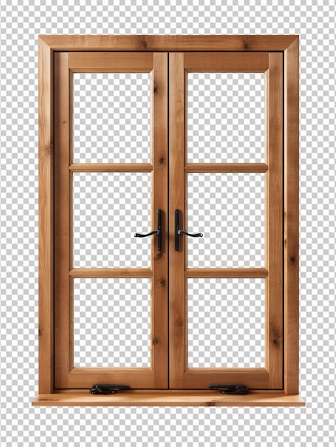 Large wooden window frame isolated on transparent background PNG available