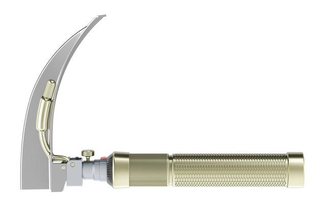 Laryngoscope Tool side view 3D rendering isolated on transparent background