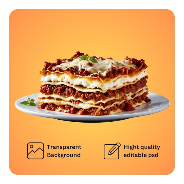 Lasagna on Transparent Background