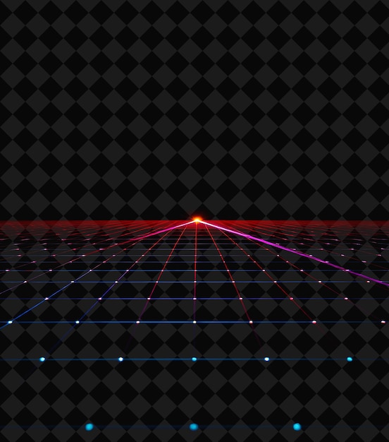 PSD laser grid projects sharply combining bright red and deep blue y2k inspiredthe grid of light form