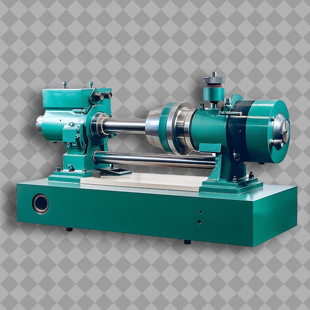 PSD lathe with green steel body a tool used to shape metal wood png tool on clean background