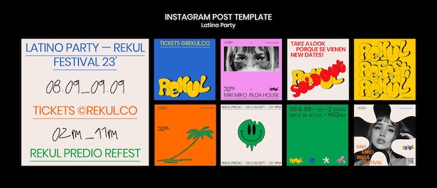 Latino party instagram posts template