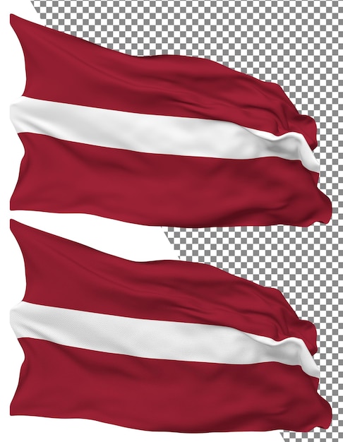 Latvia flag wave isolated plain bump texture transparent background 3d rendering