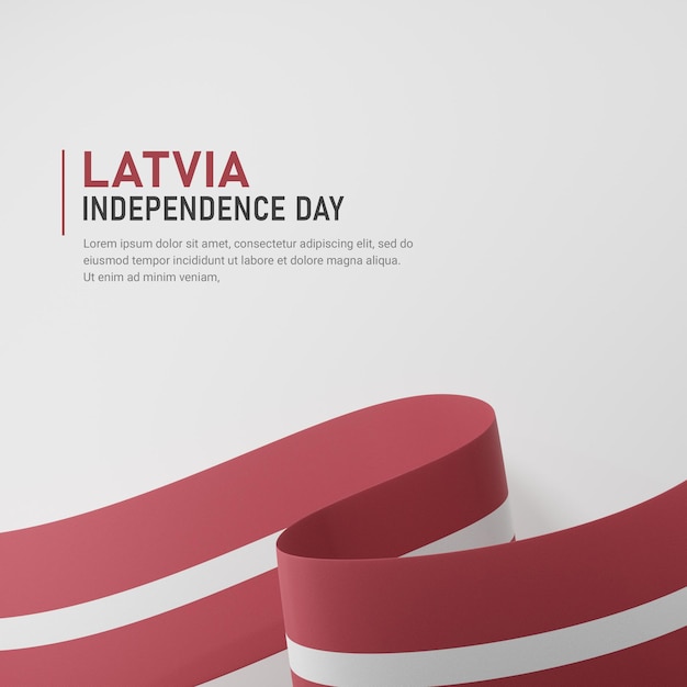 Latvia independence day waving ribbon flag square banner template