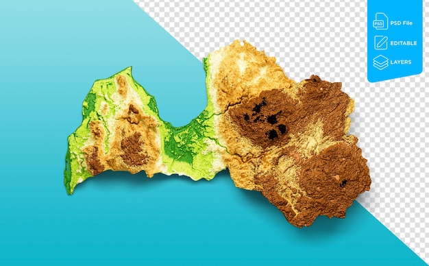 Latvia Map Shaded Relief Color Height Map On Sea Blue Background 3d Illustration