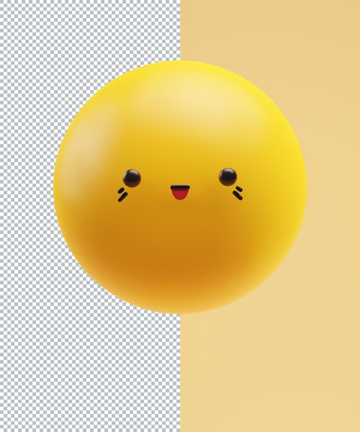 Laugh emoticon with a funny kawaii face with dot eyes