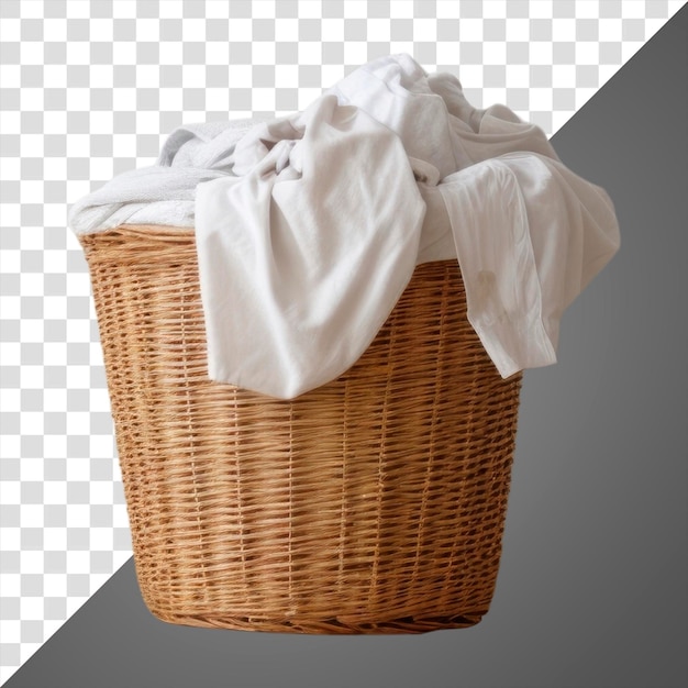 Laundry basket with white clothes