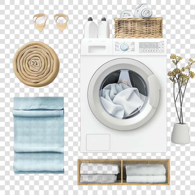 Laundry guide chart near washing machine clean style