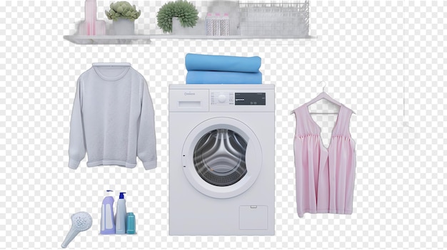 Laundry guide chart near washing machine clean style