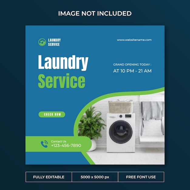 Laundry service instagram post social media template