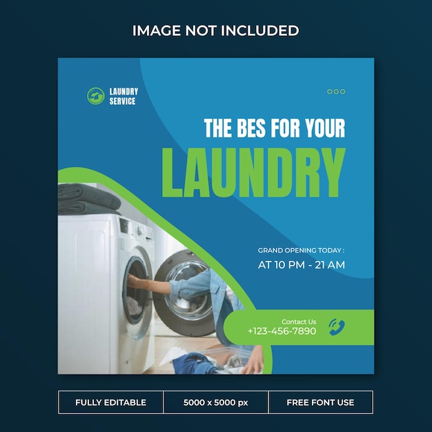 Laundry service instagram post social media template