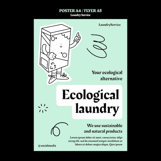 PSD laundry service poster template