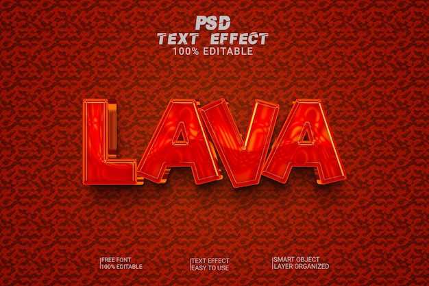 lava 3d psd text effect