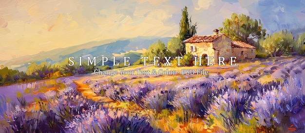 PSD lavender fields and a rustic cottage