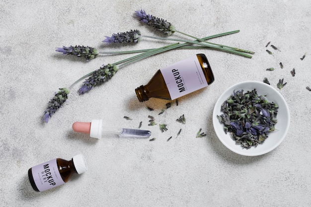 Lavender serum on table