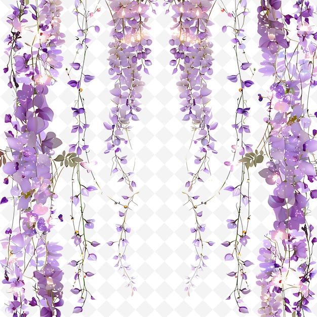 Lavish Streamer Featuring Trailing Wisteria and String Light PNG Natural Inspired Flat Borderline