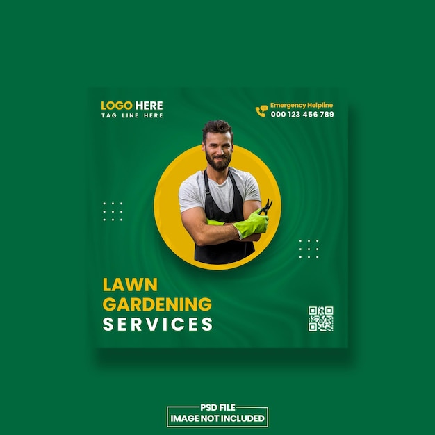 Lawn gardening services Social Media Poster Template