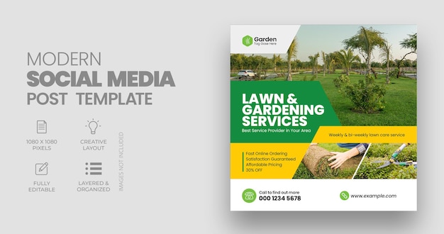 Lawn Mower Social Media Post Banner Template