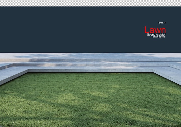 Lawn with different types of wooden balconies