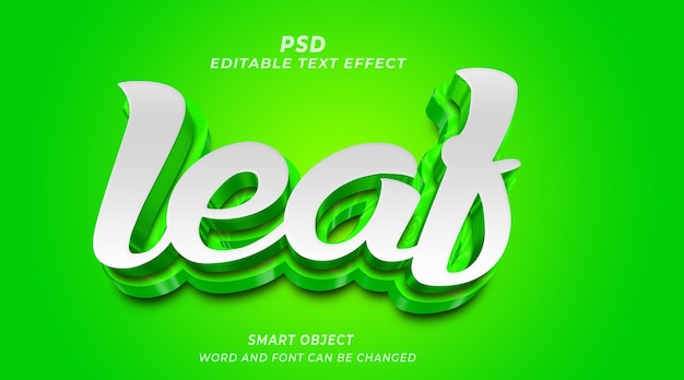 Leaf 3d Editable PSD Text Effect With Cute Background