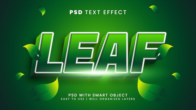 Leaf 3d editable text effect with fresh and health text style