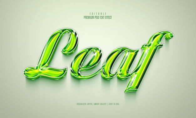 PSD leaf fully editable premium psd 3d text effect