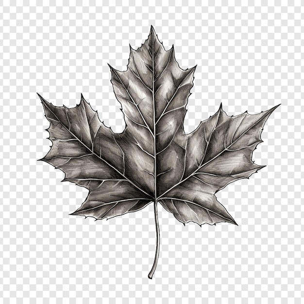 PSD a leaf of a maple leaf with a black outline