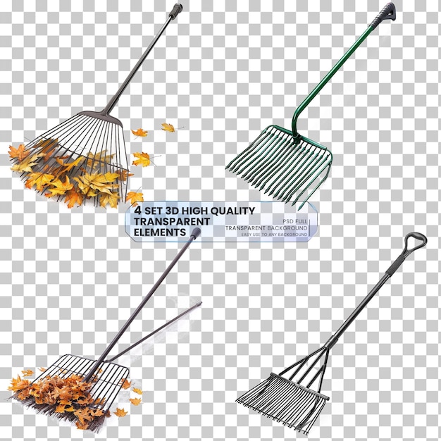 PSD leaf rake a lightweight leaf rake with adjustable on transparent background